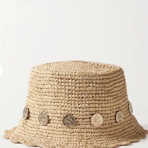 Rabanne embellished scalloped raffia bucket hat